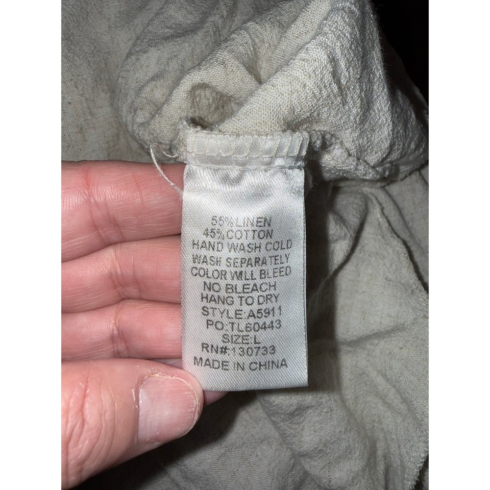 Umgee USA Women's Beige Linen Blend Peasant Tunic Shirt Size L - Picture 4 of 5